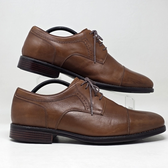 Johnston & Murphy Mens Size 11M Branning Cap Toe Tan Sheepskin Brown Oxford Shoe main image 9